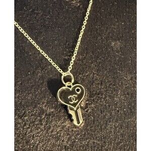 Unbranded Silver/Black "CC" Key Charm w/925 Silver Unbranded 18” Necklace